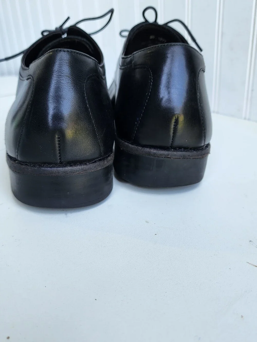 Johnston & Murphy Sheepskin Men's Leather Lace-Up Oxfords Dress Shoes Black 13 M